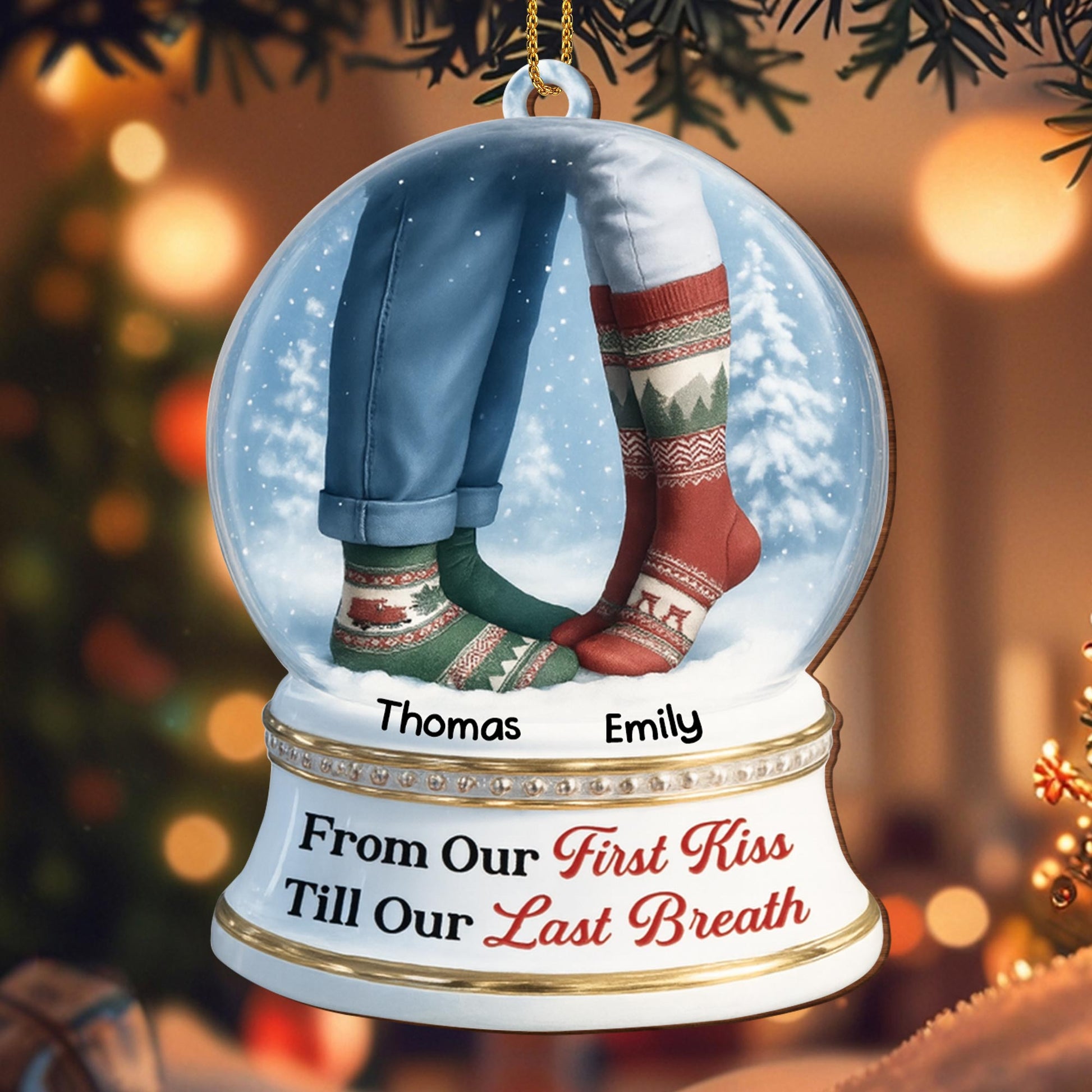 From Our First Kiss Till Our Last Breath, Snow Globe With Christmas Socks