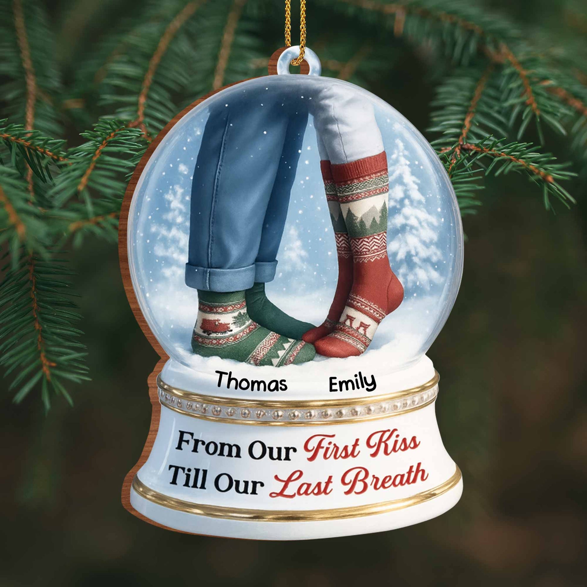 From Our First Kiss Till Our Last Breath, Snow Globe With Christmas Socks