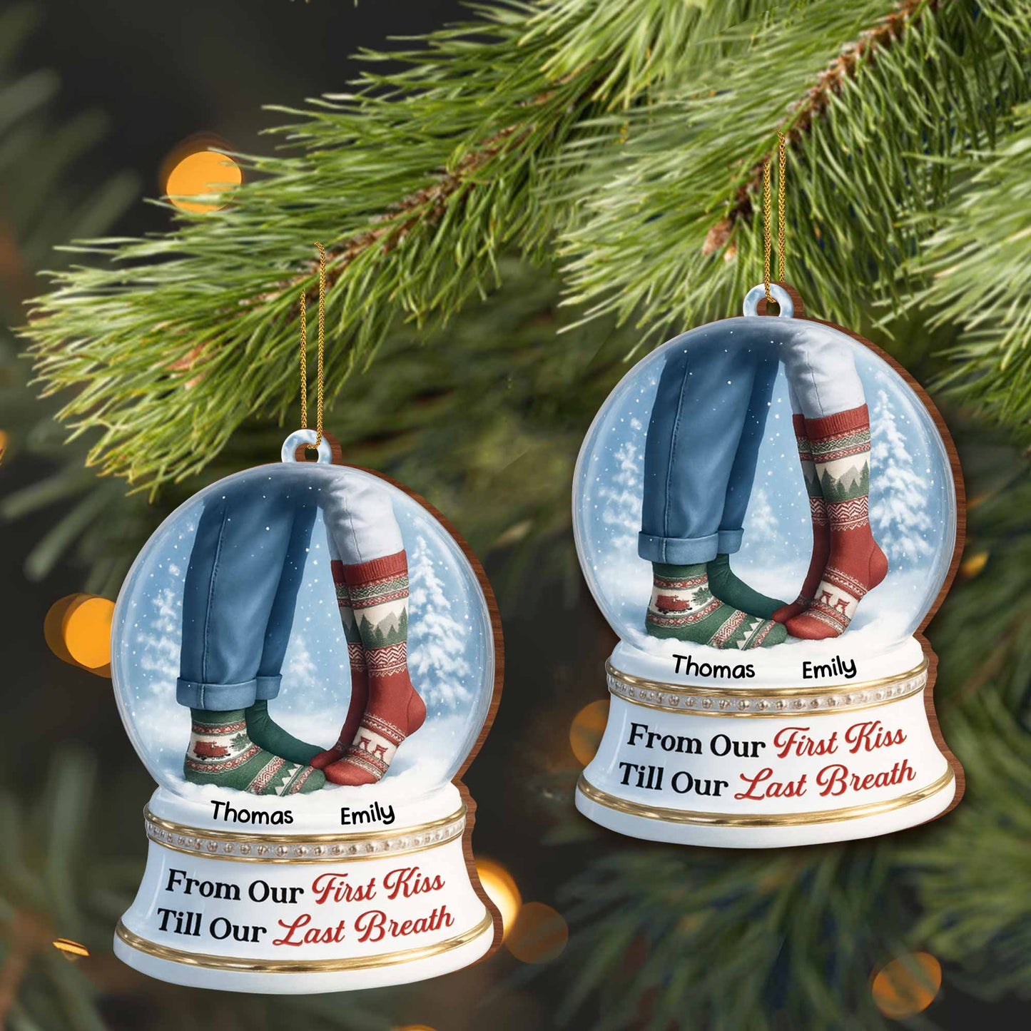From Our First Kiss Till Our Last Breath, Snow Globe With Christmas Socks