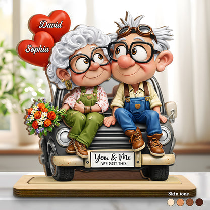 You & Me We Got This, Elderly Couple With Car And Flowers