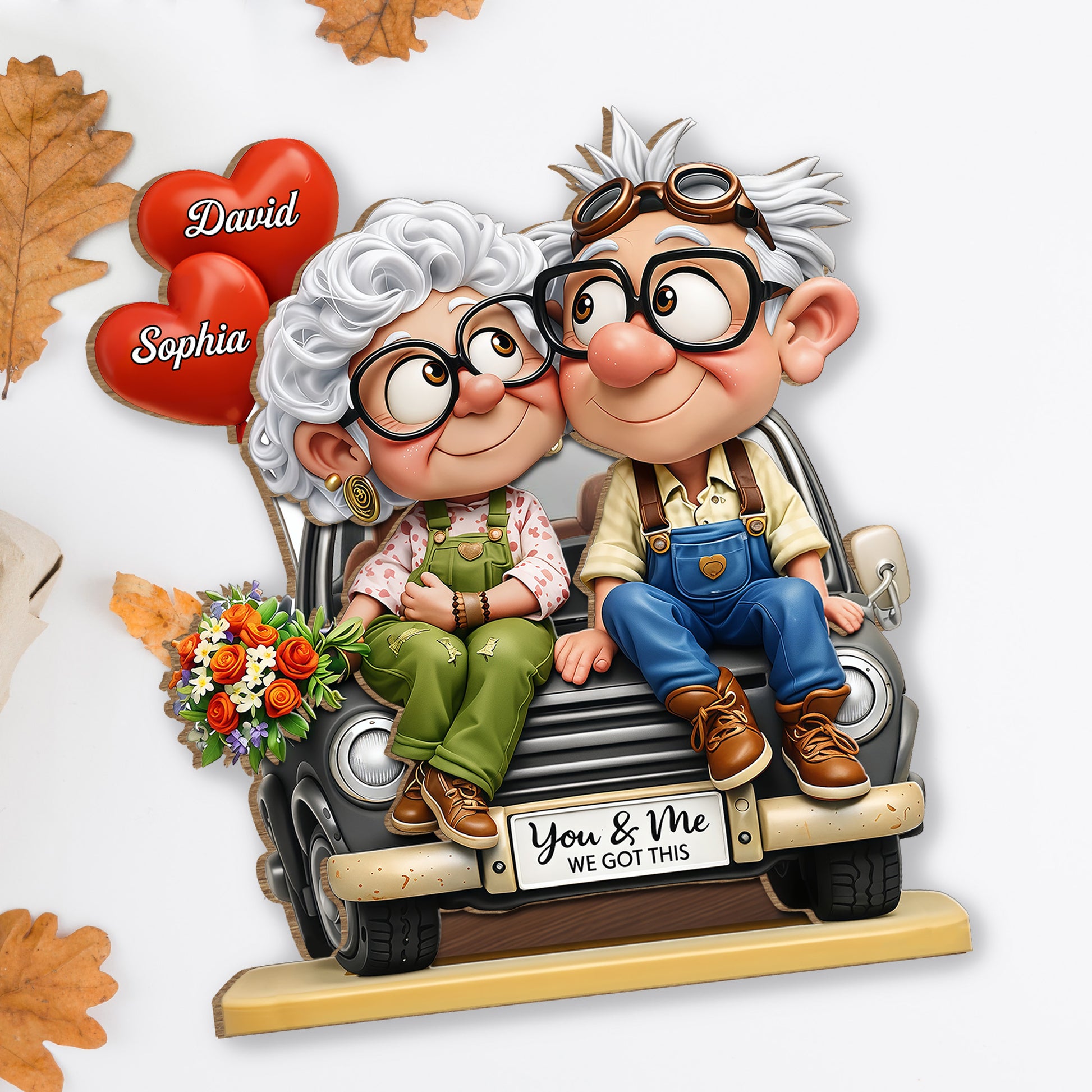 You & Me We Got This, Elderly Couple With Car And Flowers