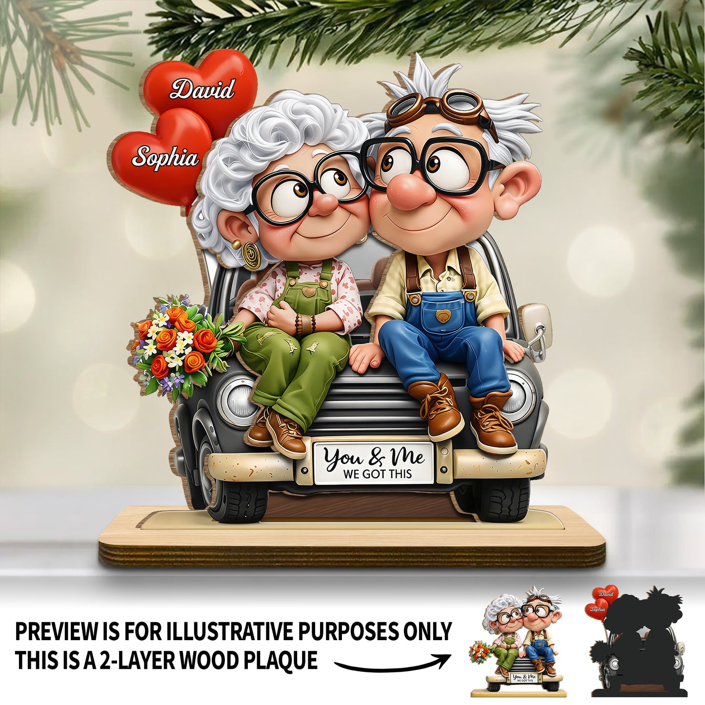 You & Me We Got This, Elderly Couple With Car And Flowers