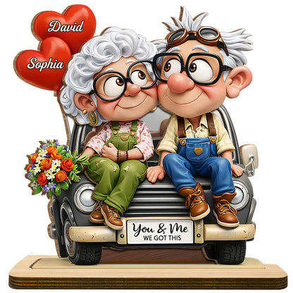 You & Me We Got This, Elderly Couple With Car And Flowers