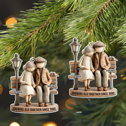 Growing Old Together, Elderly Couple On A Bench