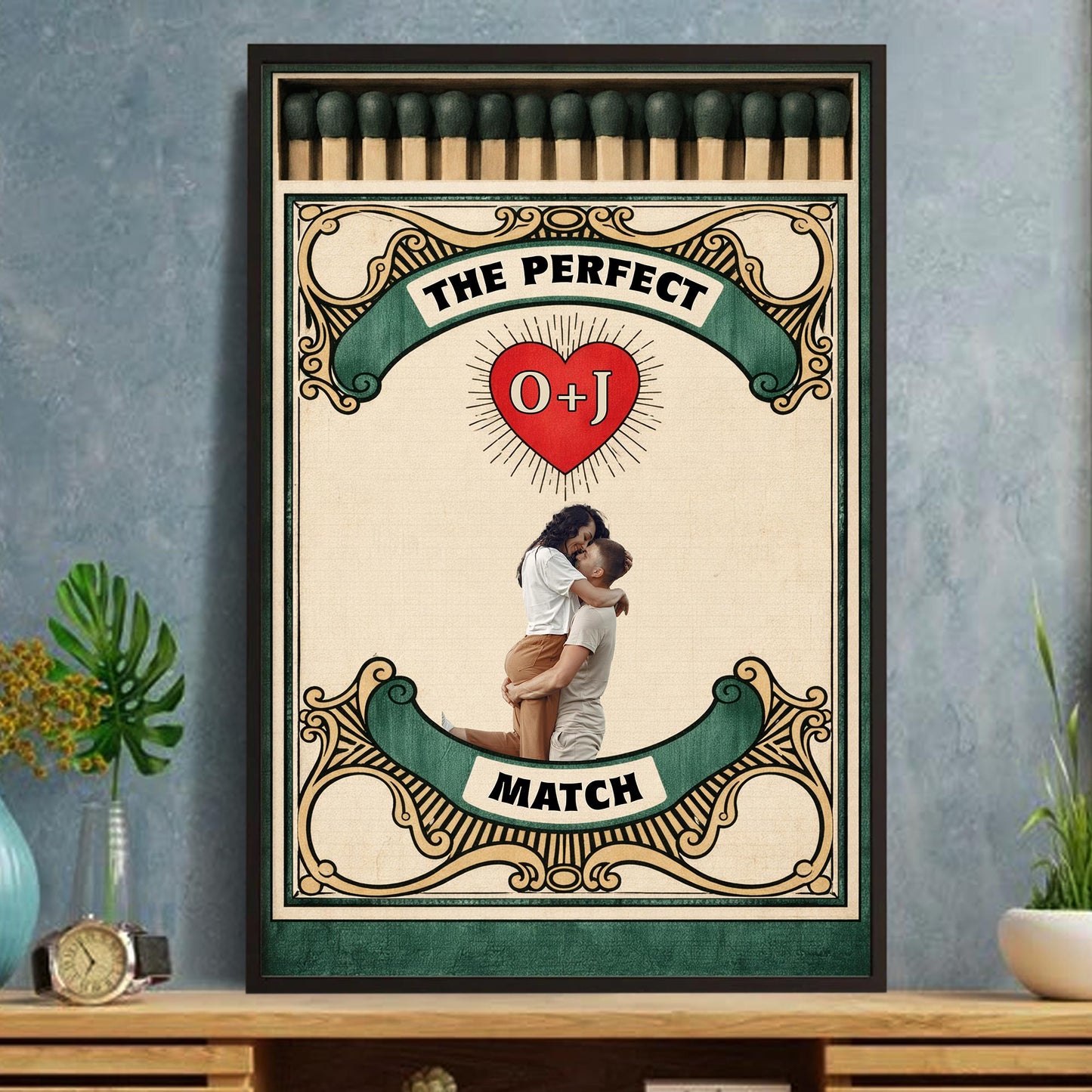 The Perfect Match Heart and Initials Design - Personalized Custom Vertical Poster - CPL1013_VPOS