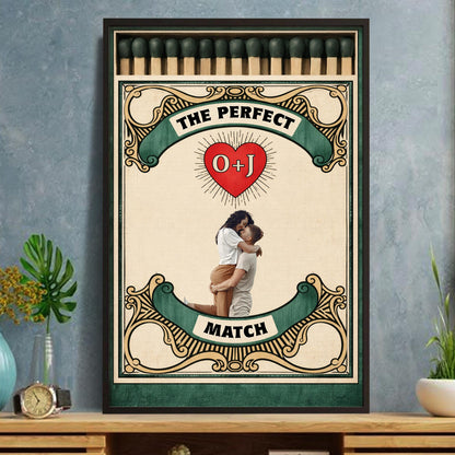 The Perfect Match Heart and Initials Design - Personalized Custom Vertical Poster - CPL1013_VPOS