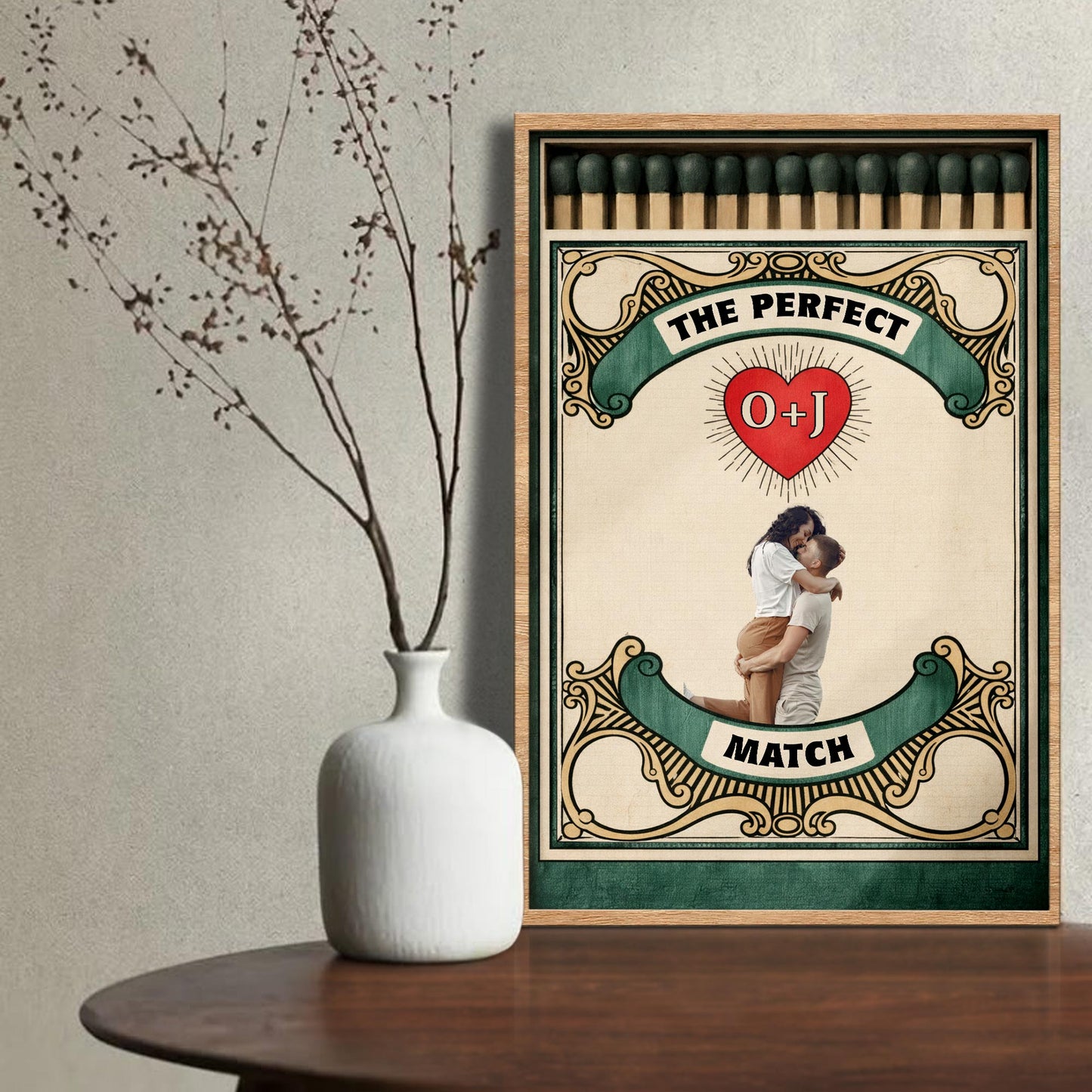 The Perfect Match Heart and Initials Design - Personalized Custom Vertical Poster - CPL1013_VPOS
