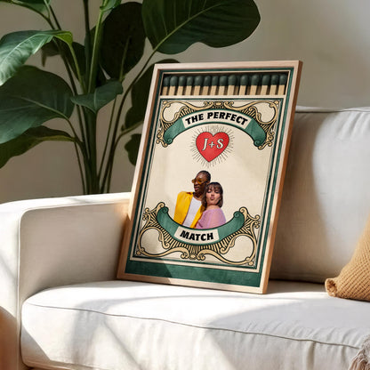 The Perfect Match Heart and Initials Design - Personalized Custom Vertical Poster - CPL1013_VPOS