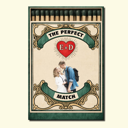 The Perfect Match Heart and Initials Design - Personalized Custom Vertical Poster - CPL1013_VPOS