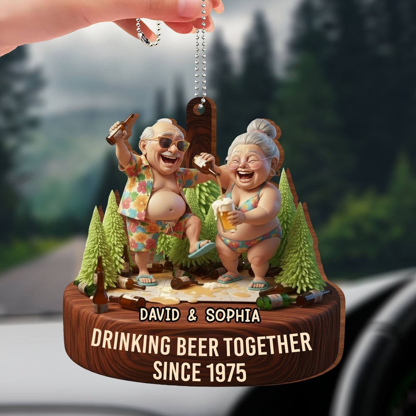 Drinking Beer Together, Elderly Couple Ornament