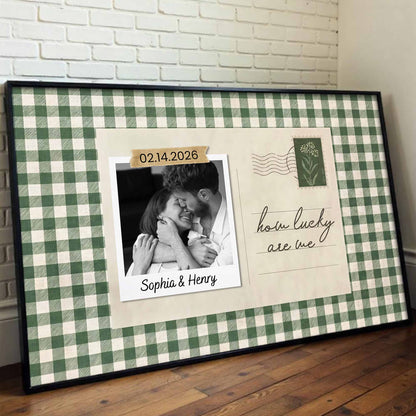 How Lucky Are We, Buffalo Plaid And Script Text Design