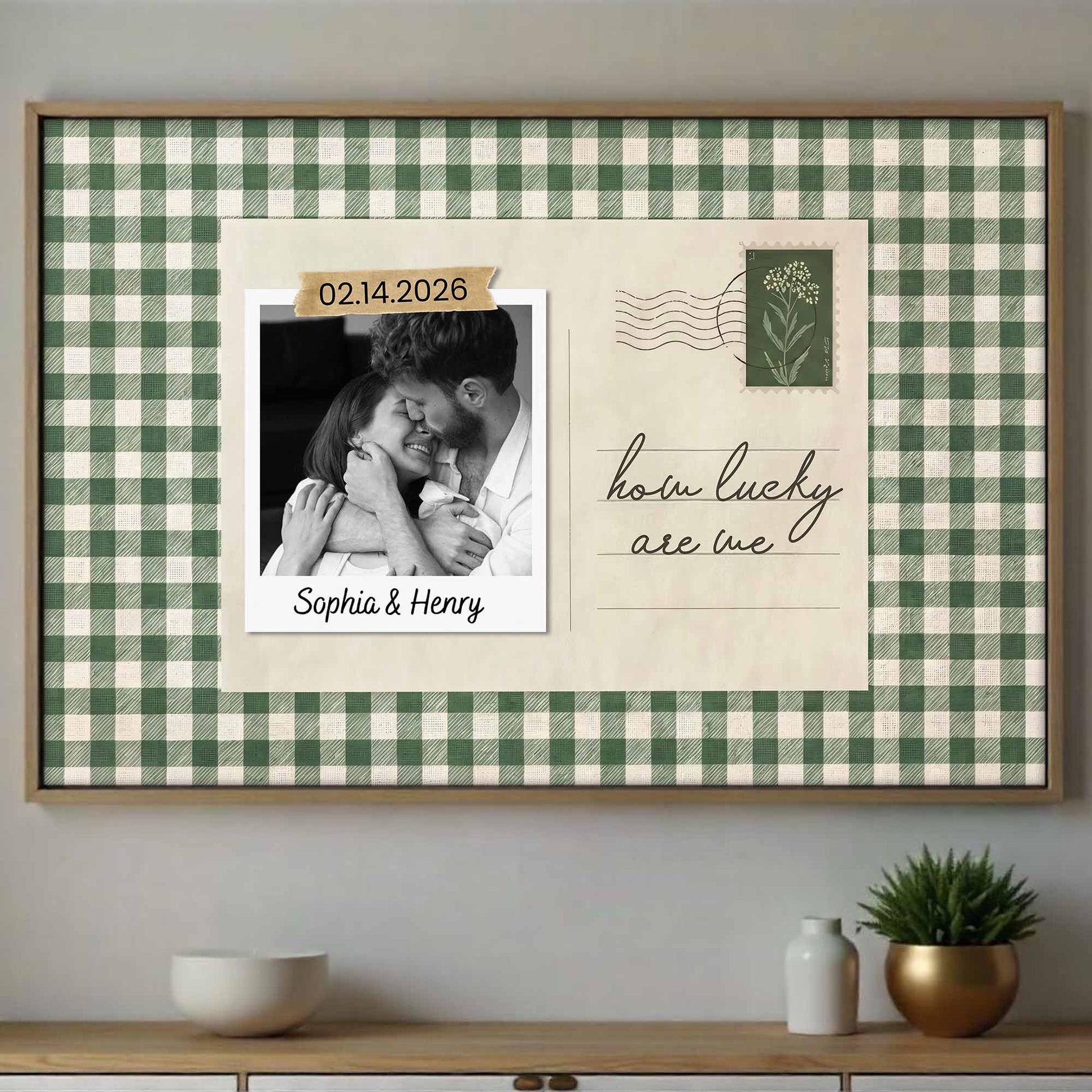 How Lucky Are We, Buffalo Plaid And Script Text Design