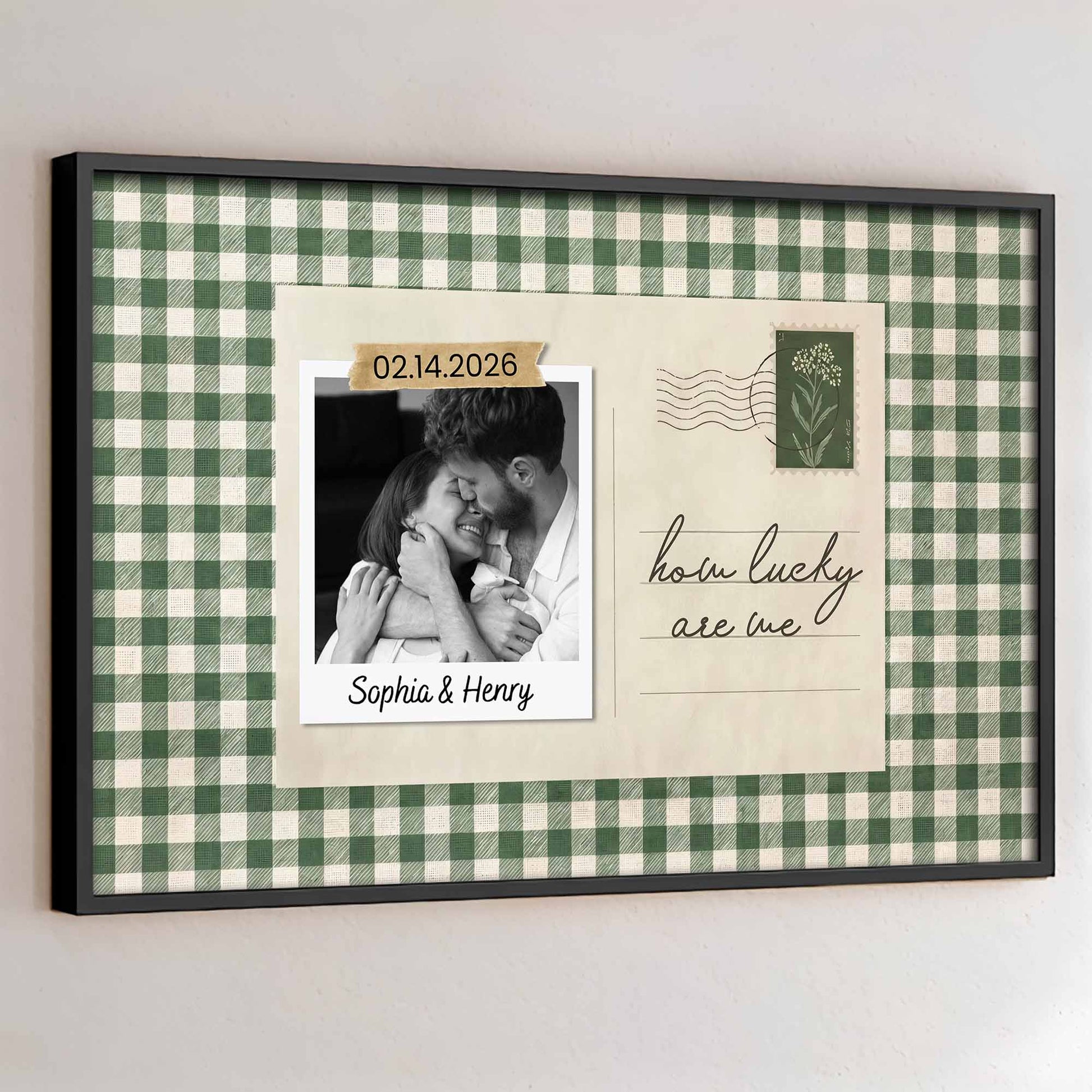 How Lucky Are We, Buffalo Plaid And Script Text Design