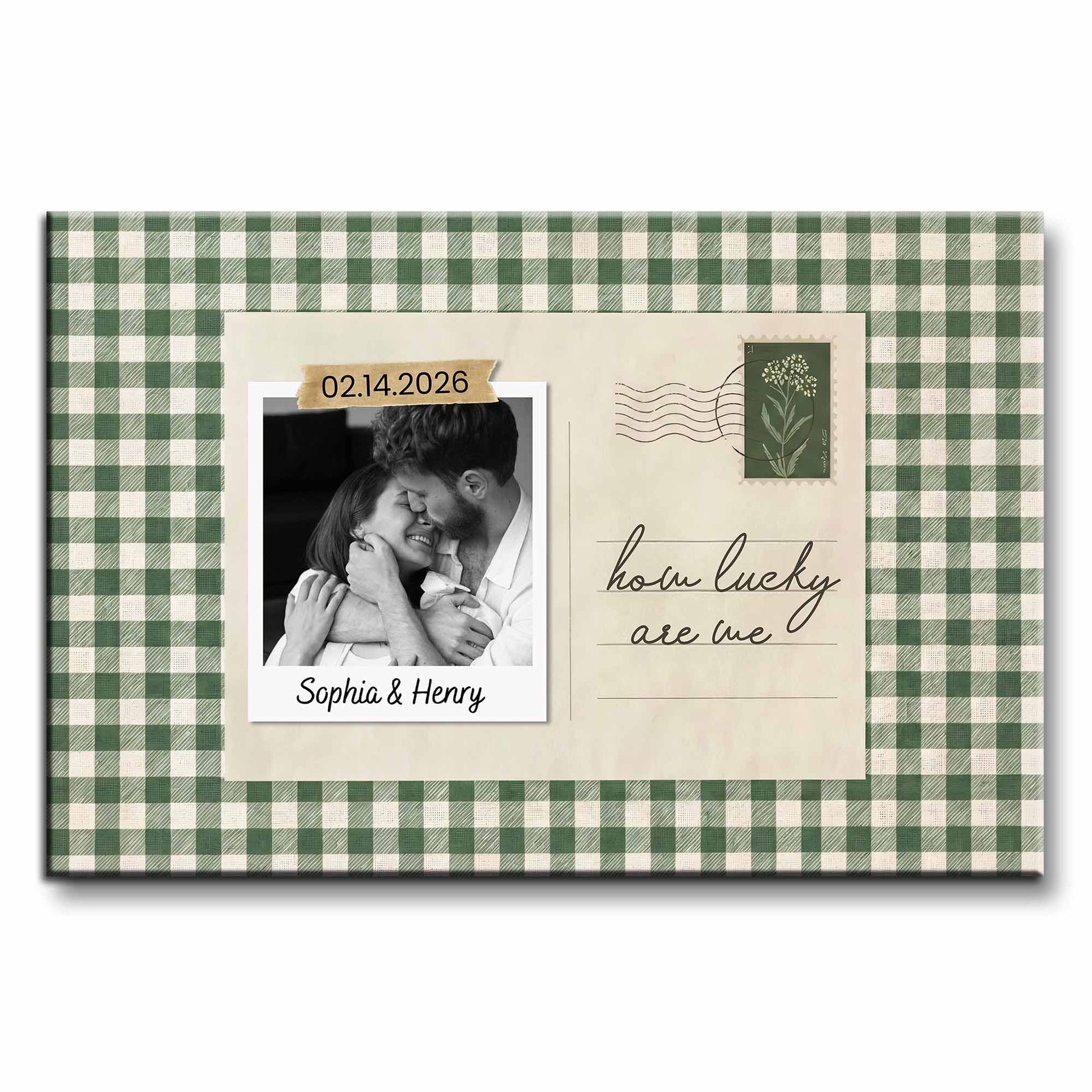 How Lucky Are We, Buffalo Plaid And Script Text Design