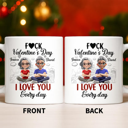 I Love You Every Day With Cartoon Couple And City Skyline