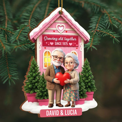 Growing Old Together, Elderly Couple Ornament