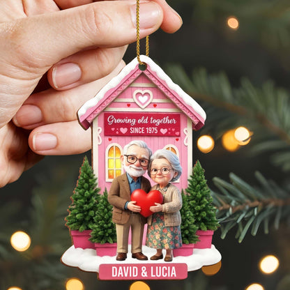 Growing Old Together, Elderly Couple Ornament