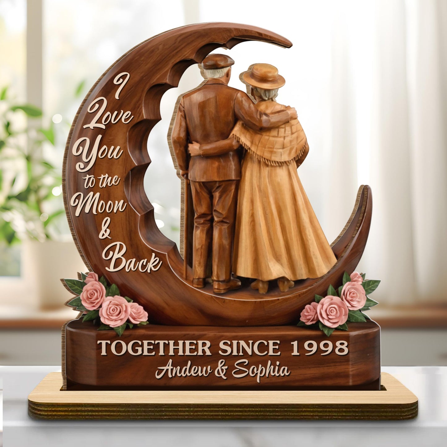 I Love You To The Moon & Back, Couple With Roses