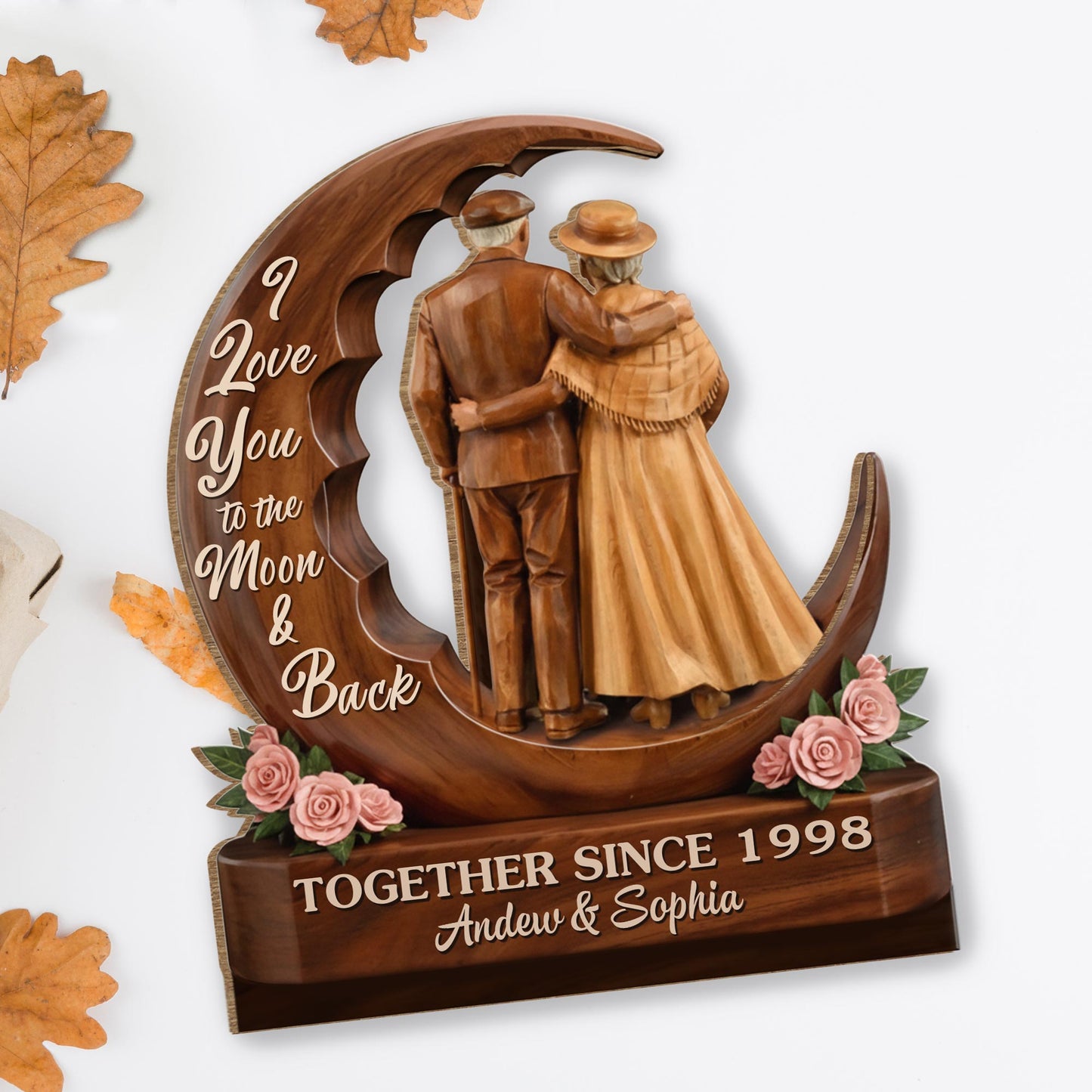 I Love You To The Moon & Back, Couple With Roses