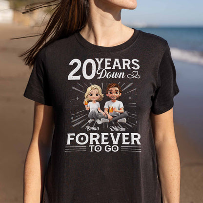 01 Year Down Forever To Go With Cartoon Couple