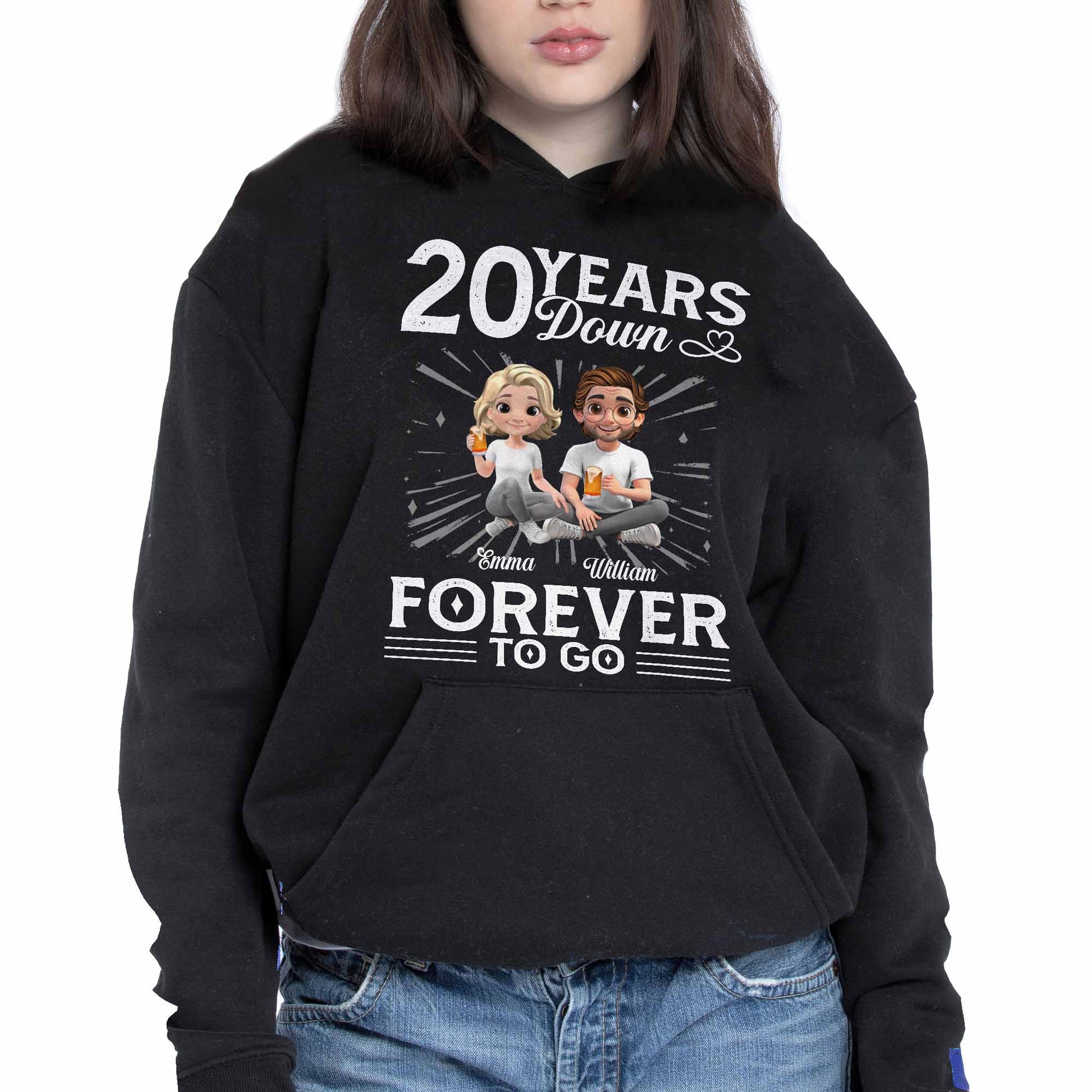 01 Year Down Forever To Go With Cartoon Couple