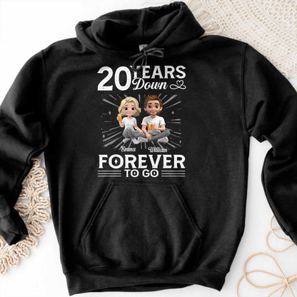 01 Year Down Forever To Go With Cartoon Couple