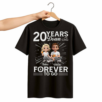 01 Year Down Forever To Go With Cartoon Couple