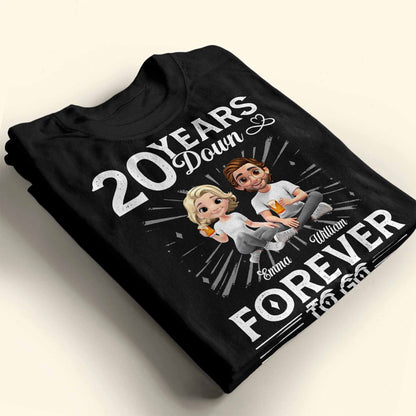 01 Year Down Forever To Go With Cartoon Couple