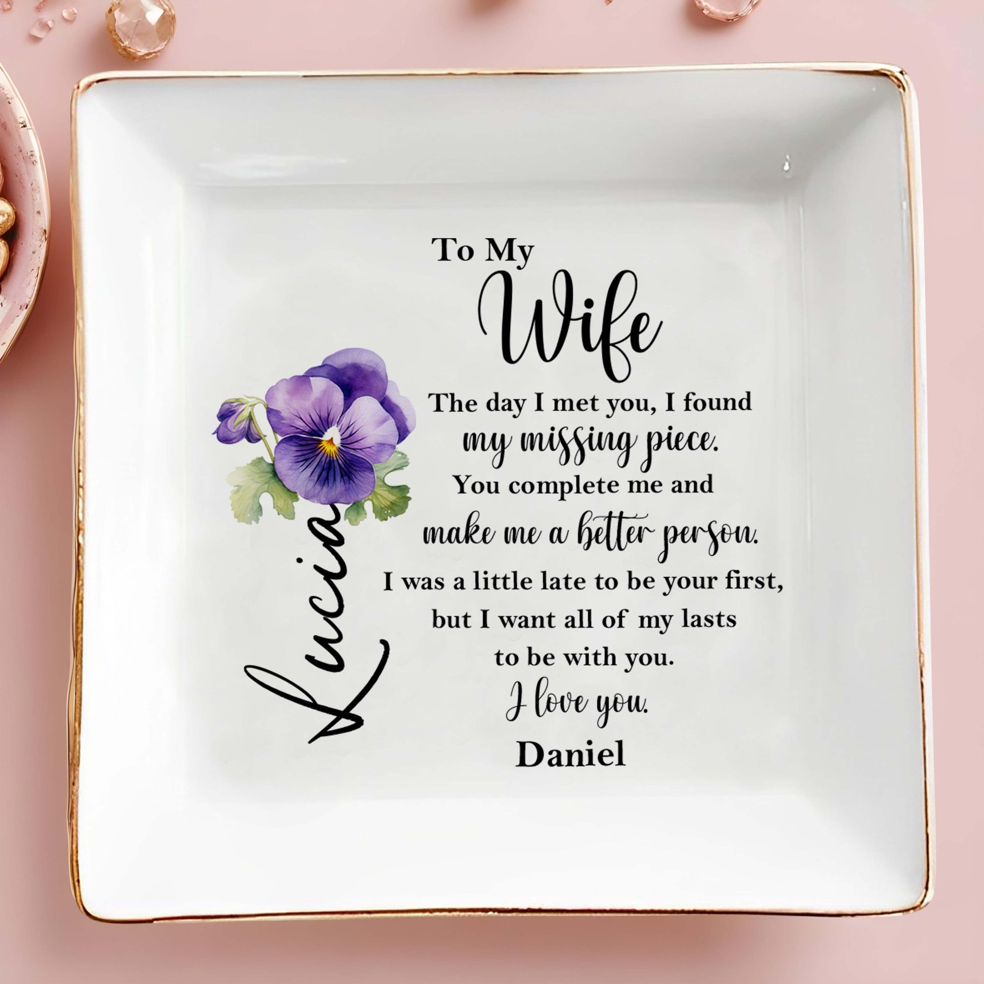 To My Wife, Missing Piece, Pansy Flower Love Message