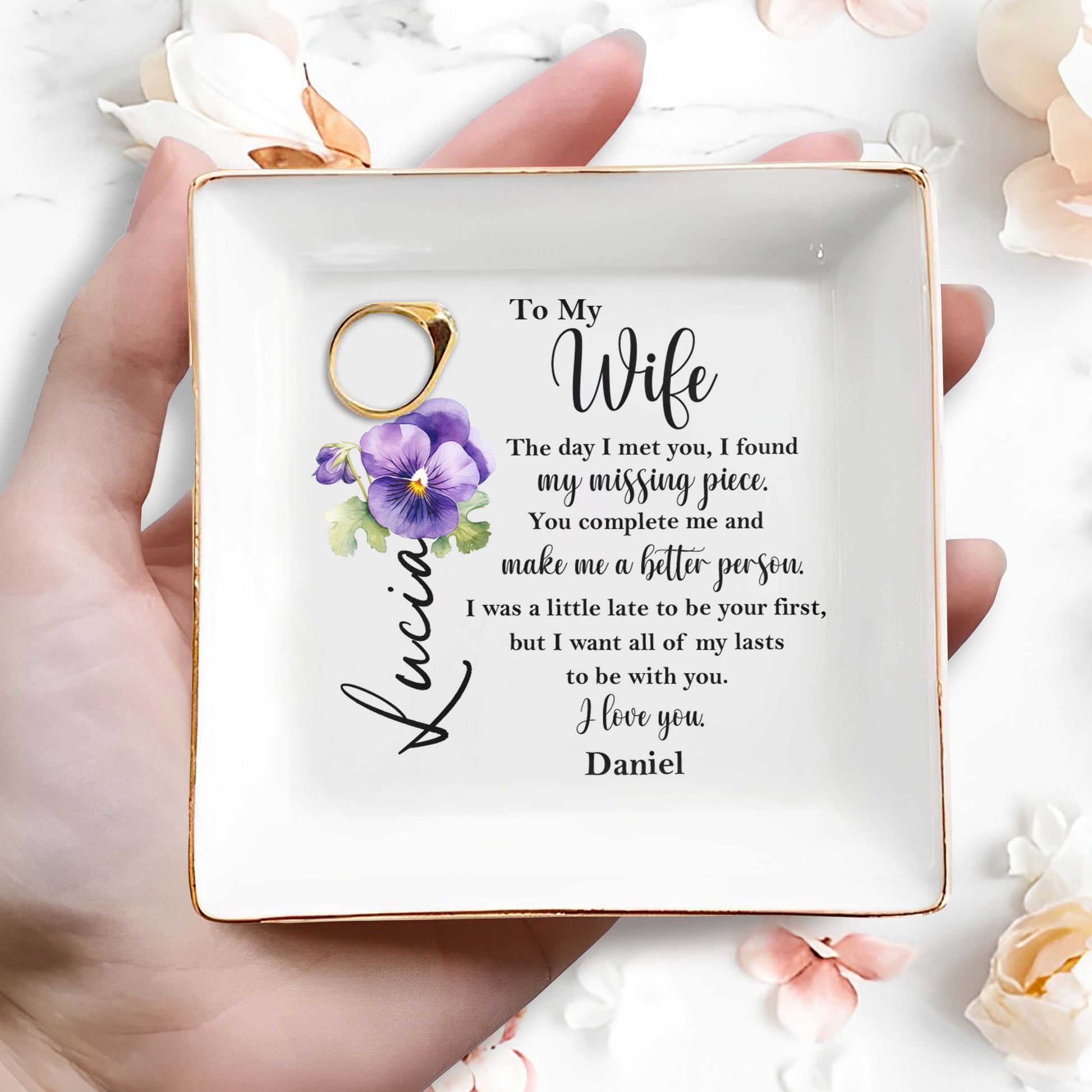 To My Wife, Missing Piece, Pansy Flower Love Message