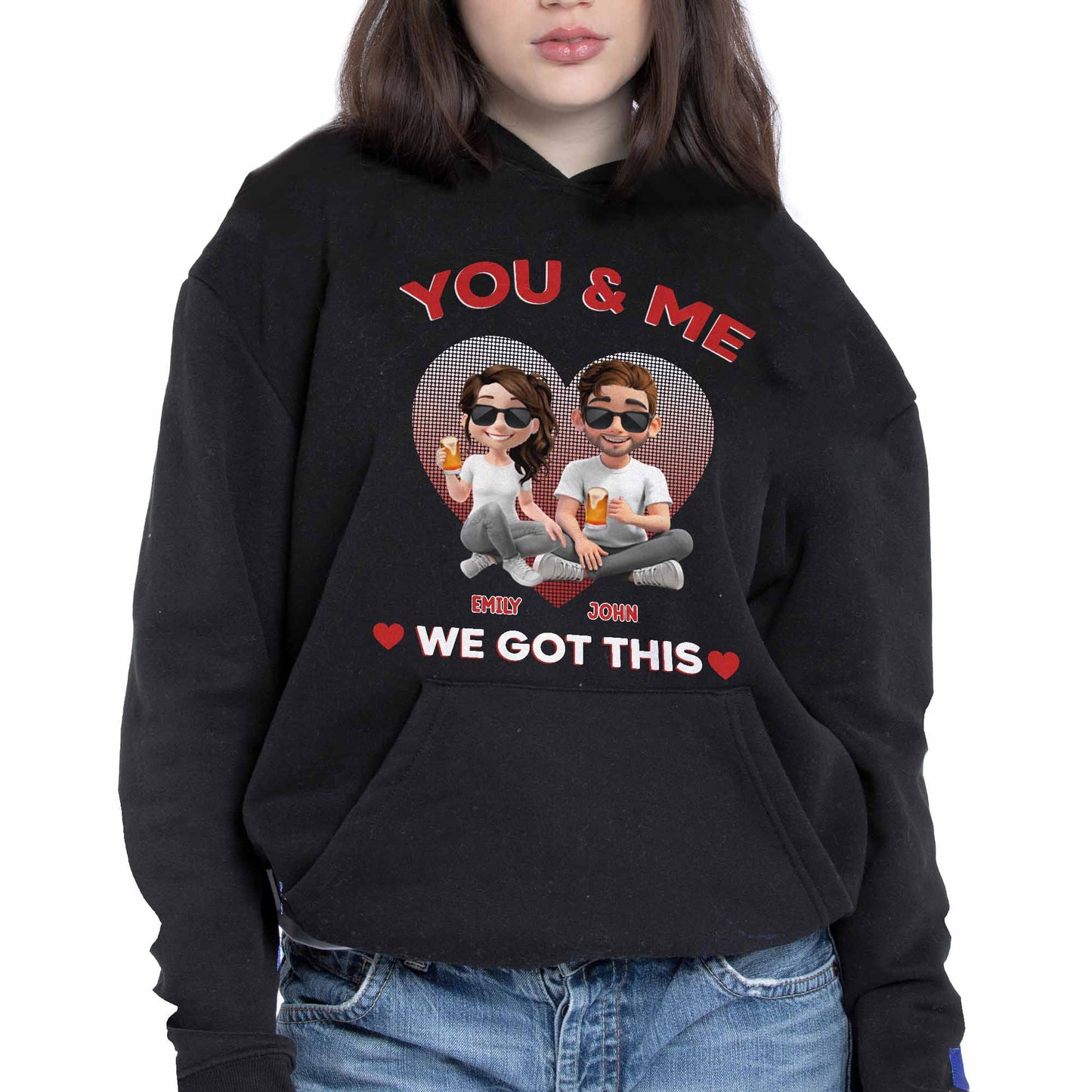 You & Me, We Got This, Heart And Cartoon Couple Design