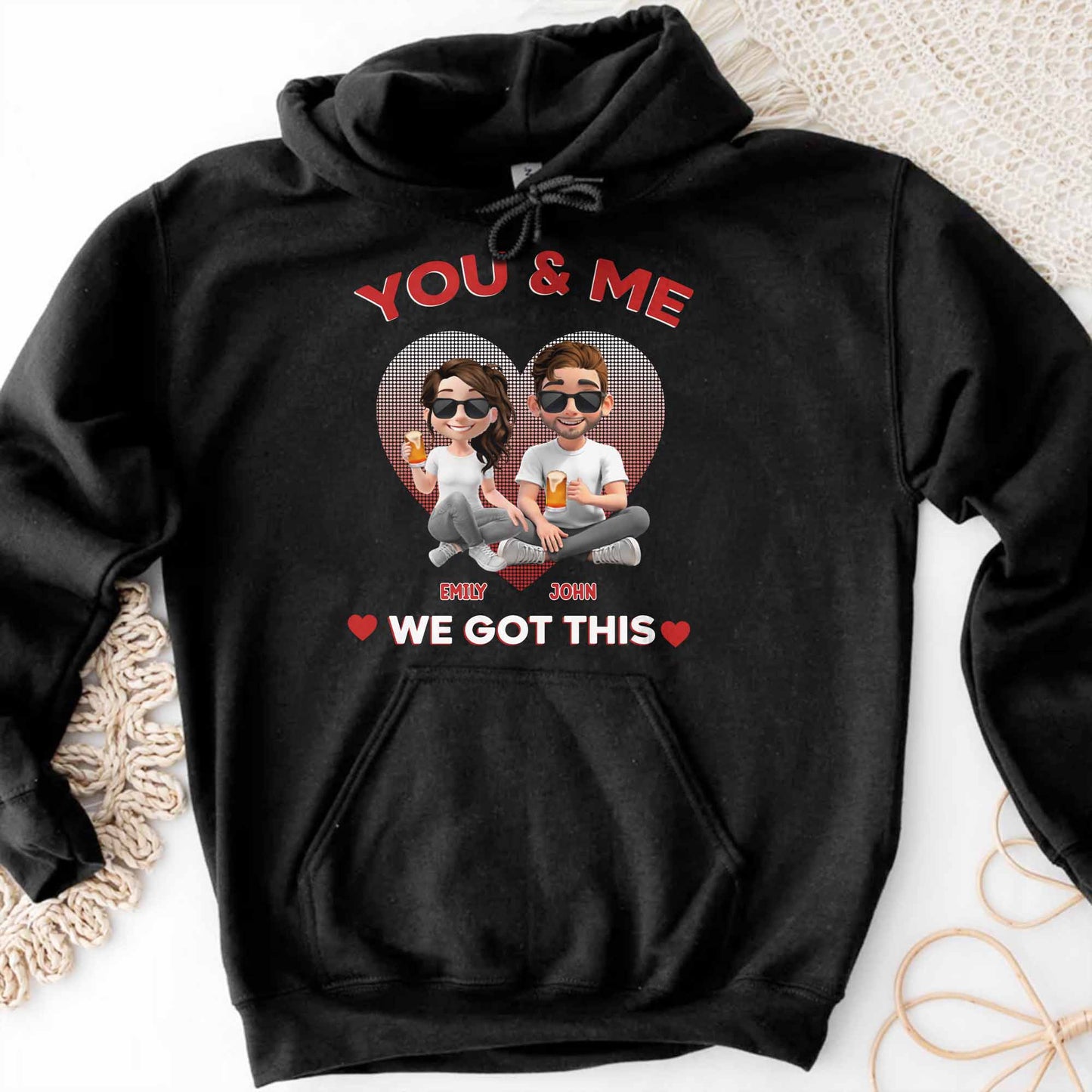 You & Me, We Got This, Heart And Cartoon Couple Design