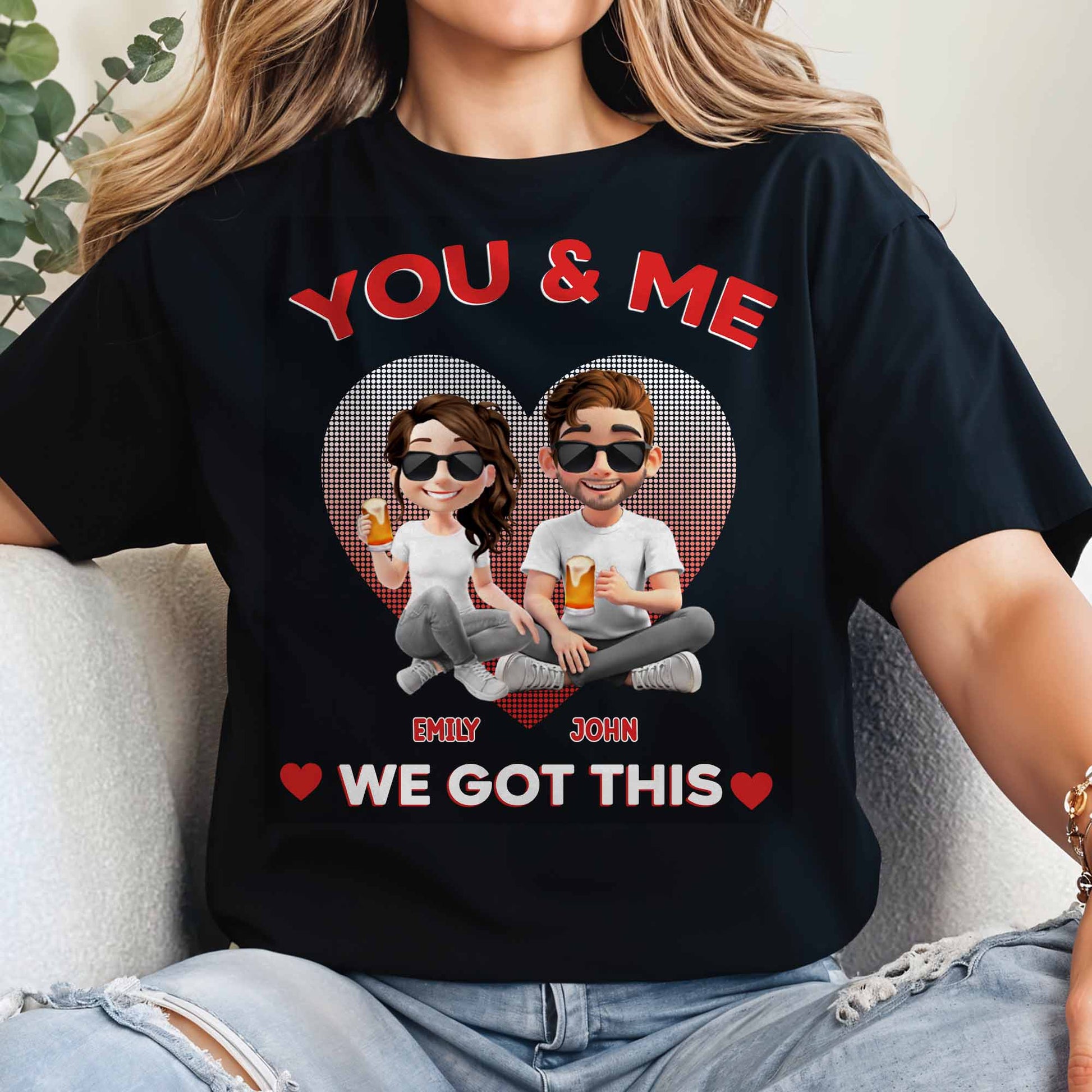 You & Me, We Got This, Heart And Cartoon Couple Design