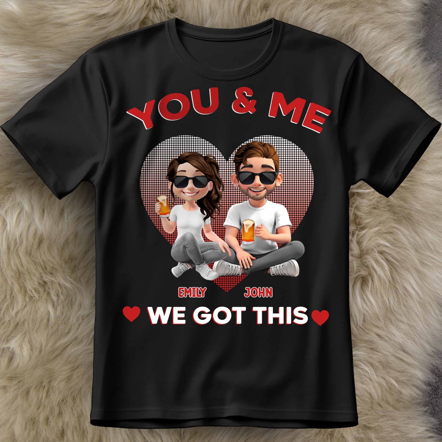 You & Me, We Got This, Heart And Cartoon Couple Design