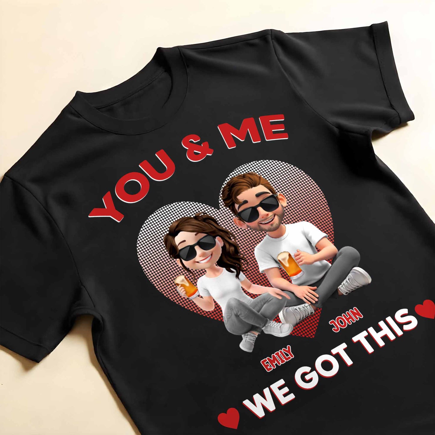 You & Me, We Got This, Heart And Cartoon Couple Design