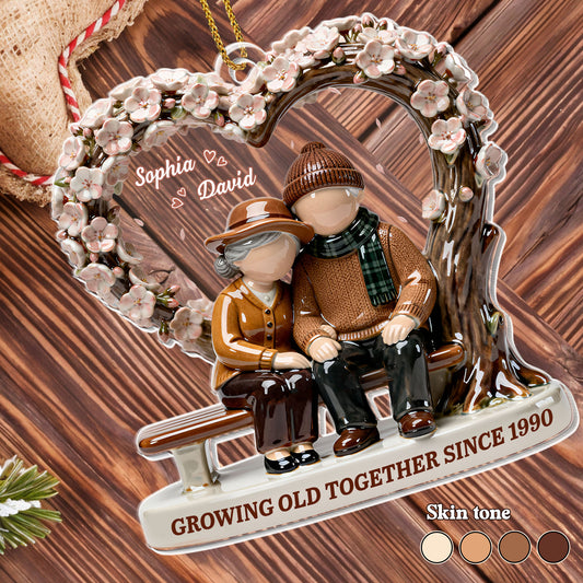 Growing Old Together, Elderly Couple On Bench