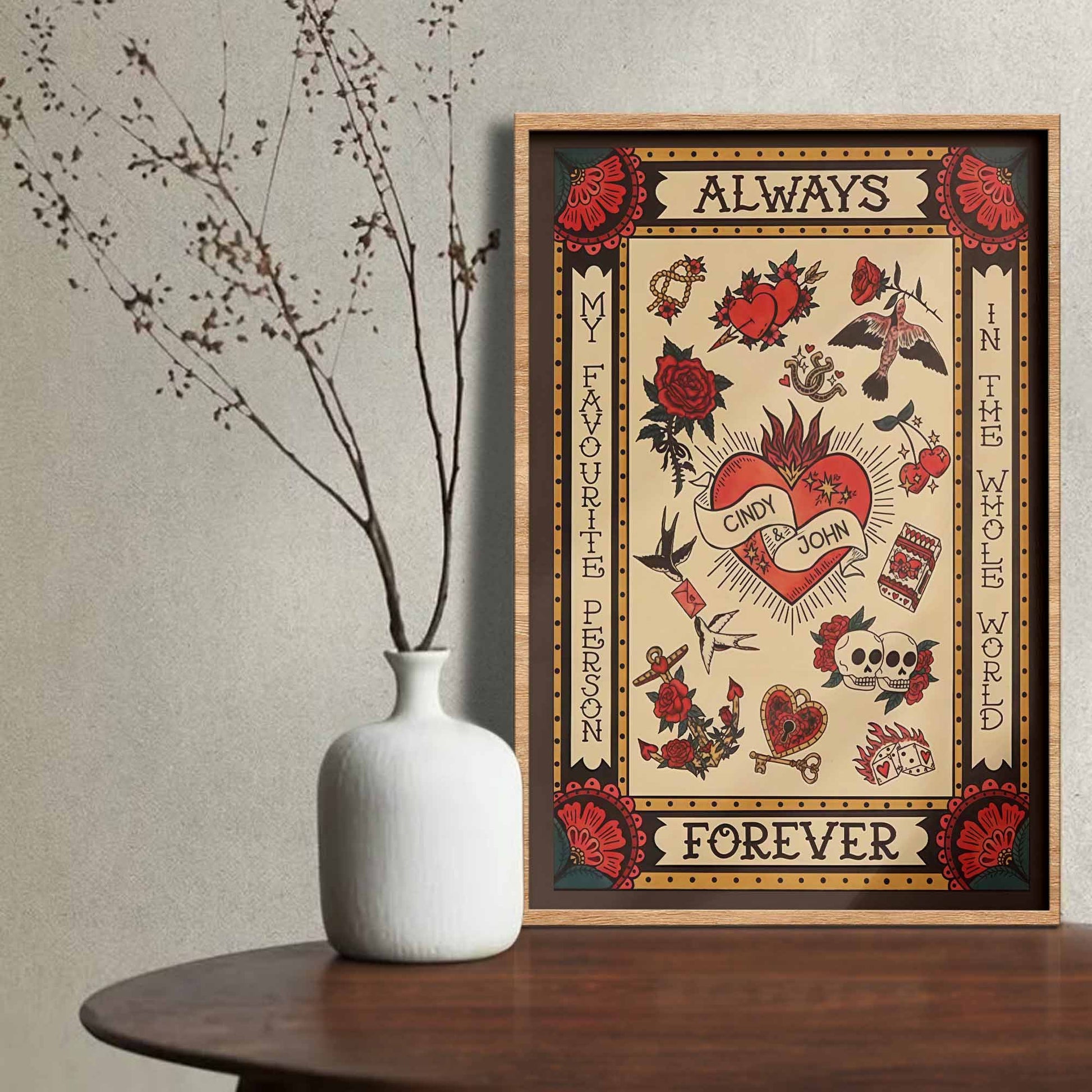 Always My Favorite Person In The Whole World, Hearts, Roses, Skulls