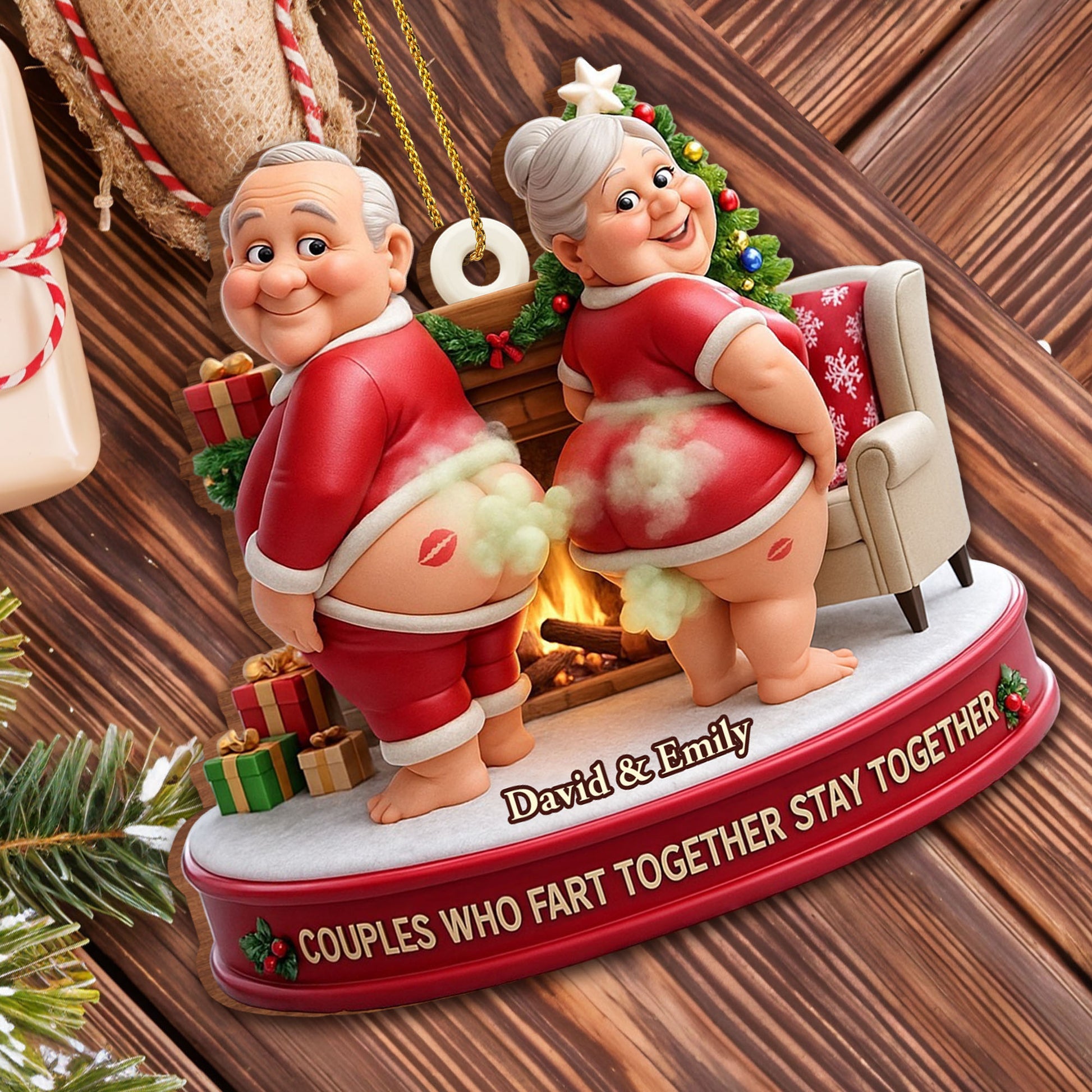 Couples Who Fart Together Stay Together, Elderly Couple Christmas Ornament