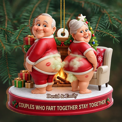 Couples Who Fart Together Stay Together, Elderly Couple Christmas Ornament