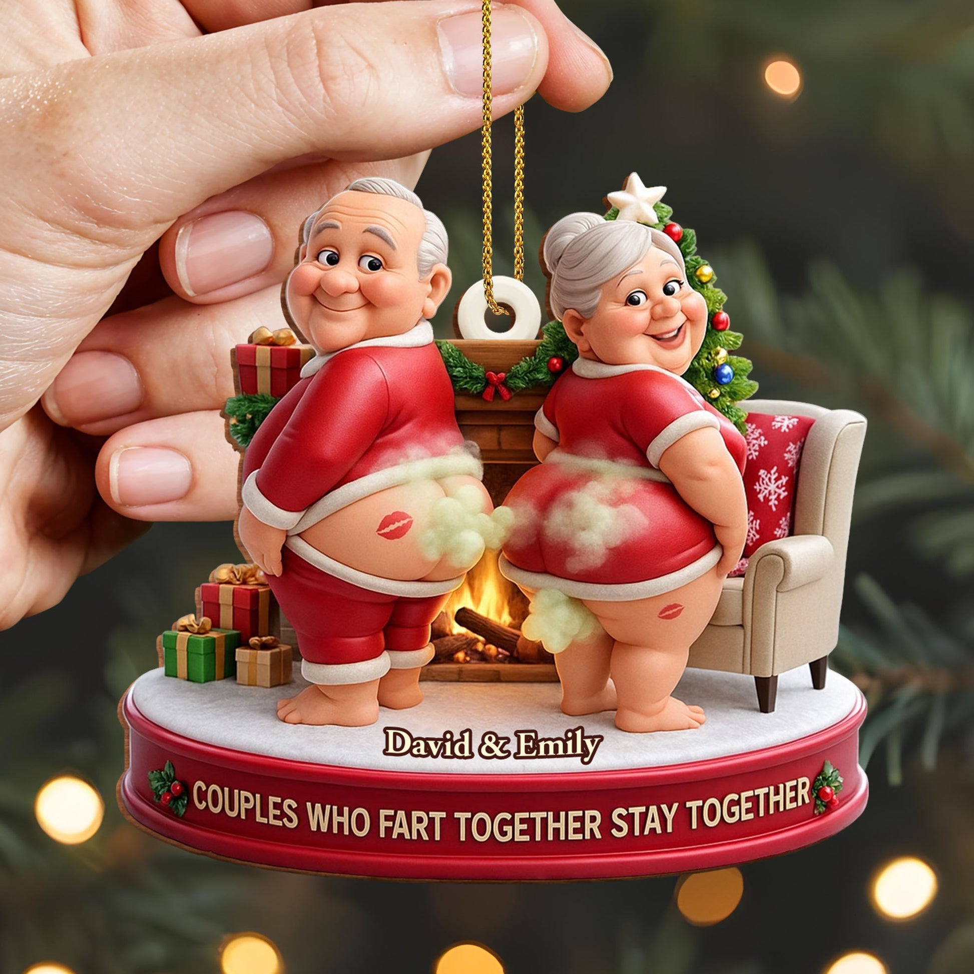 Couples Who Fart Together Stay Together, Elderly Couple Christmas Ornament