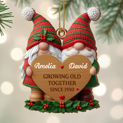 Growing Old Together, Gnomes Heart Christmas Ornament