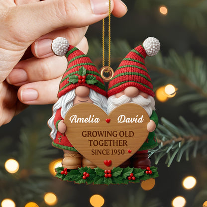 Growing Old Together, Gnomes Heart Christmas Ornament