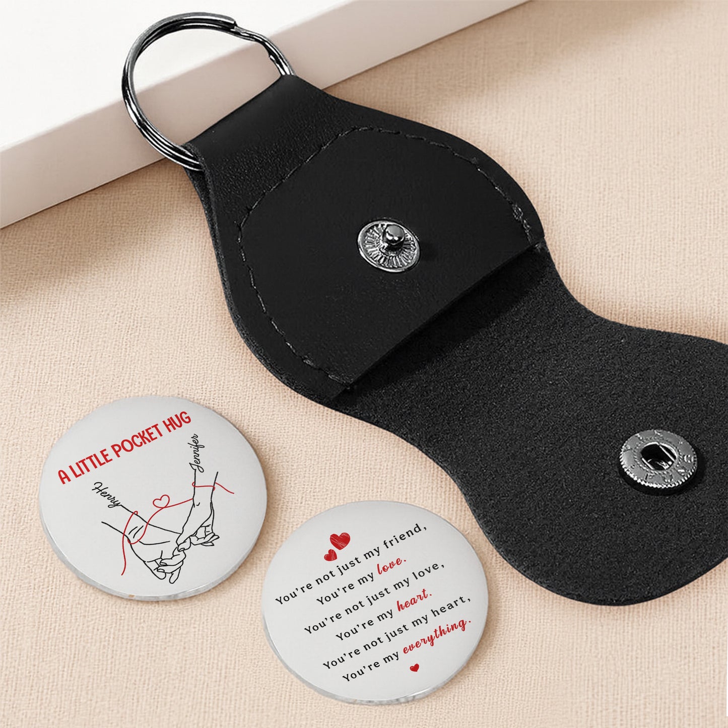 A Little Pocket Hug Featuring Hands and Hearts