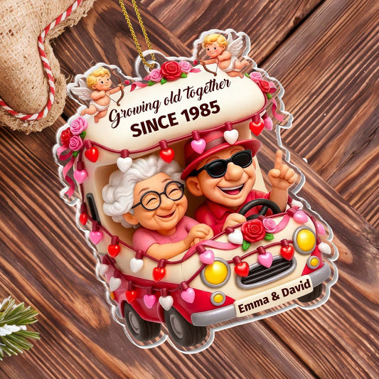 Growing Old Together, Car Filled With Roses And Hearts