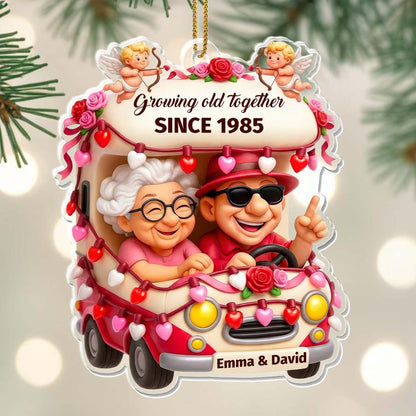 Growing Old Together, Car Filled With Roses And Hearts