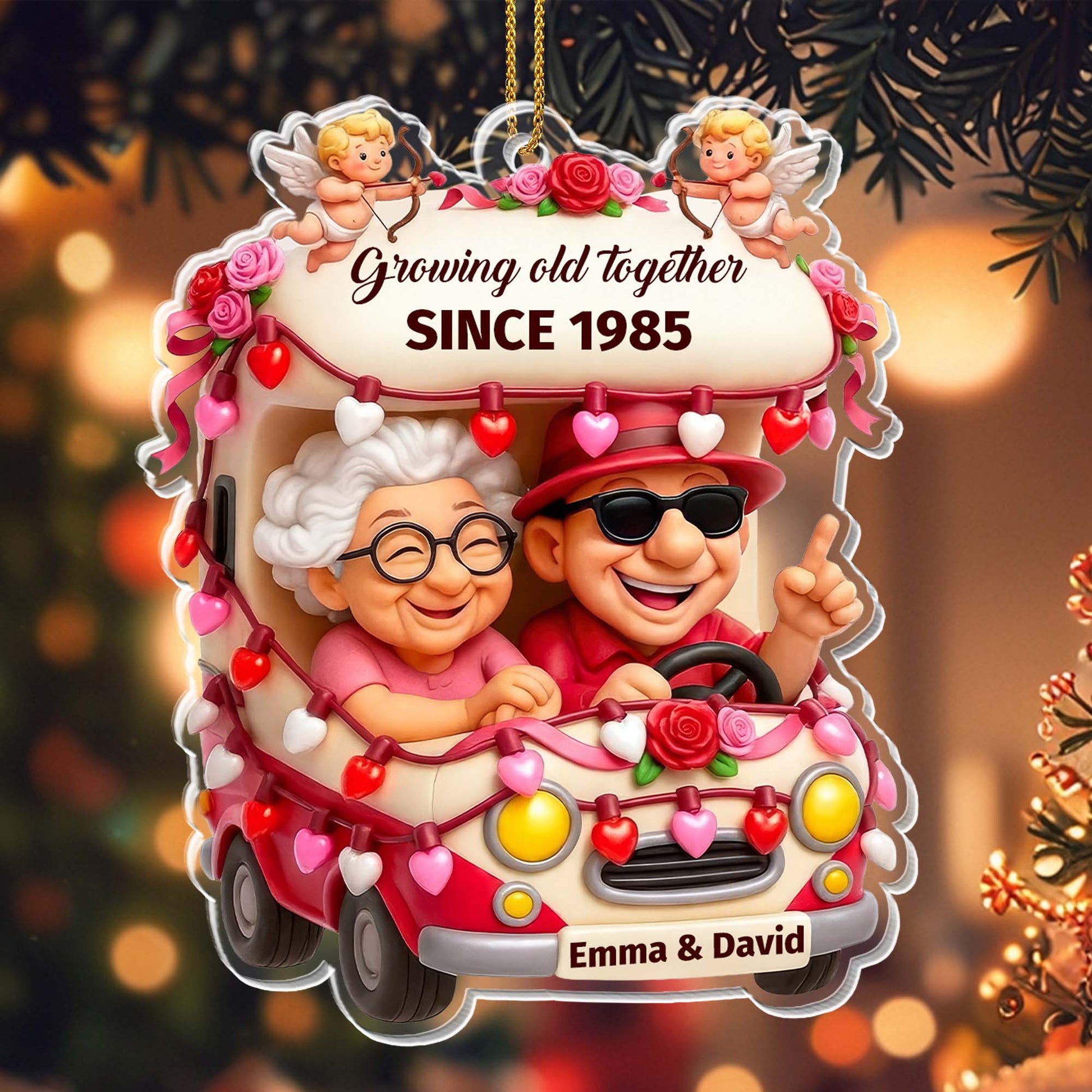 Growing Old Together, Car Filled With Roses And Hearts