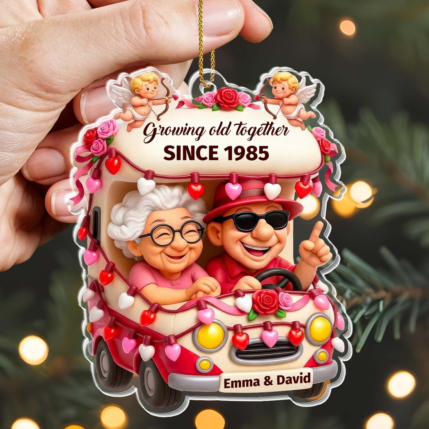 Growing Old Together, Car Filled With Roses And Hearts