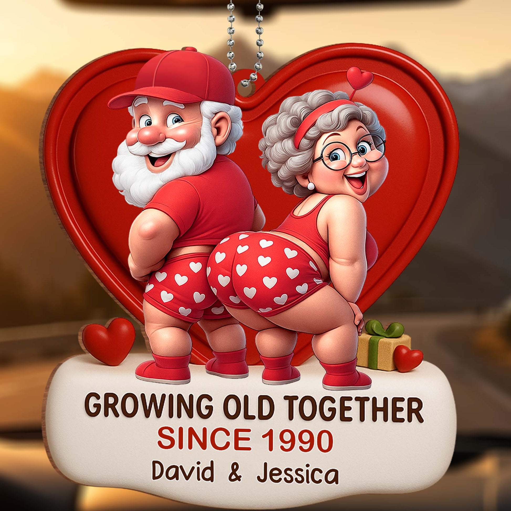 Growing Old Together, Heart And Elderly Couple