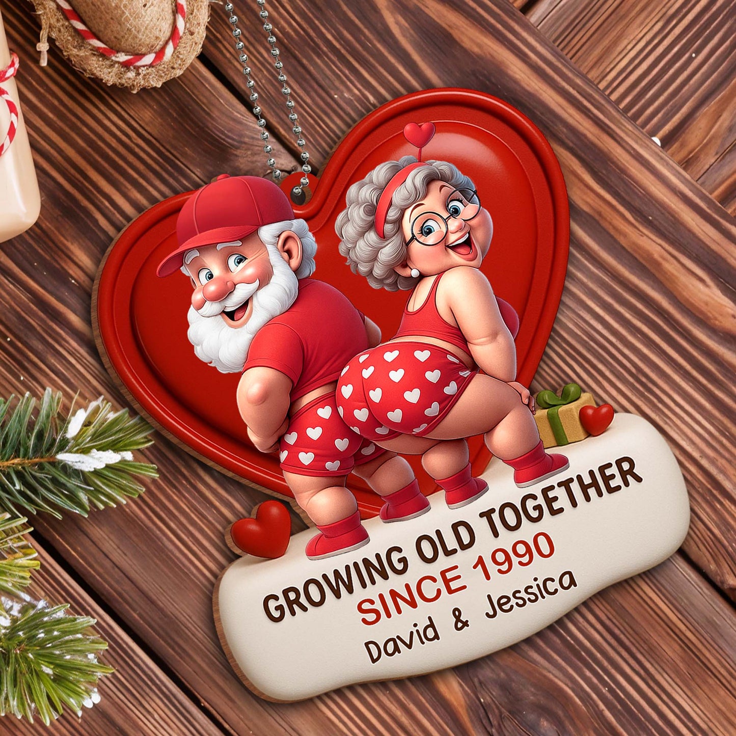 Growing Old Together, Heart And Elderly Couple