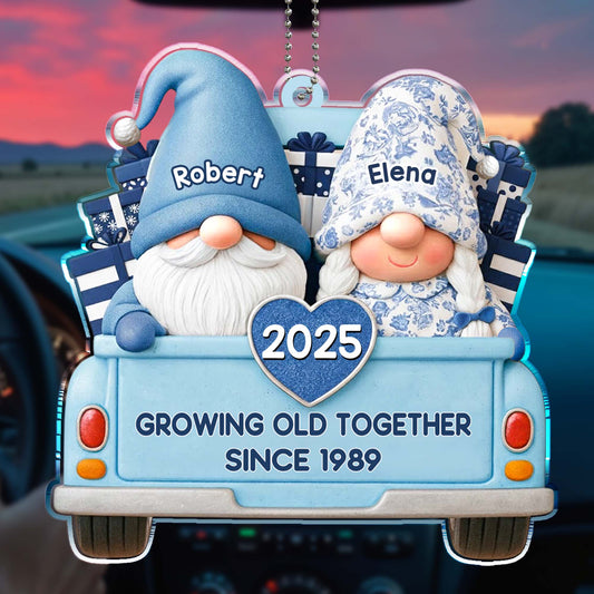 Growing Old Together Since, Gnomes And Vintage Car